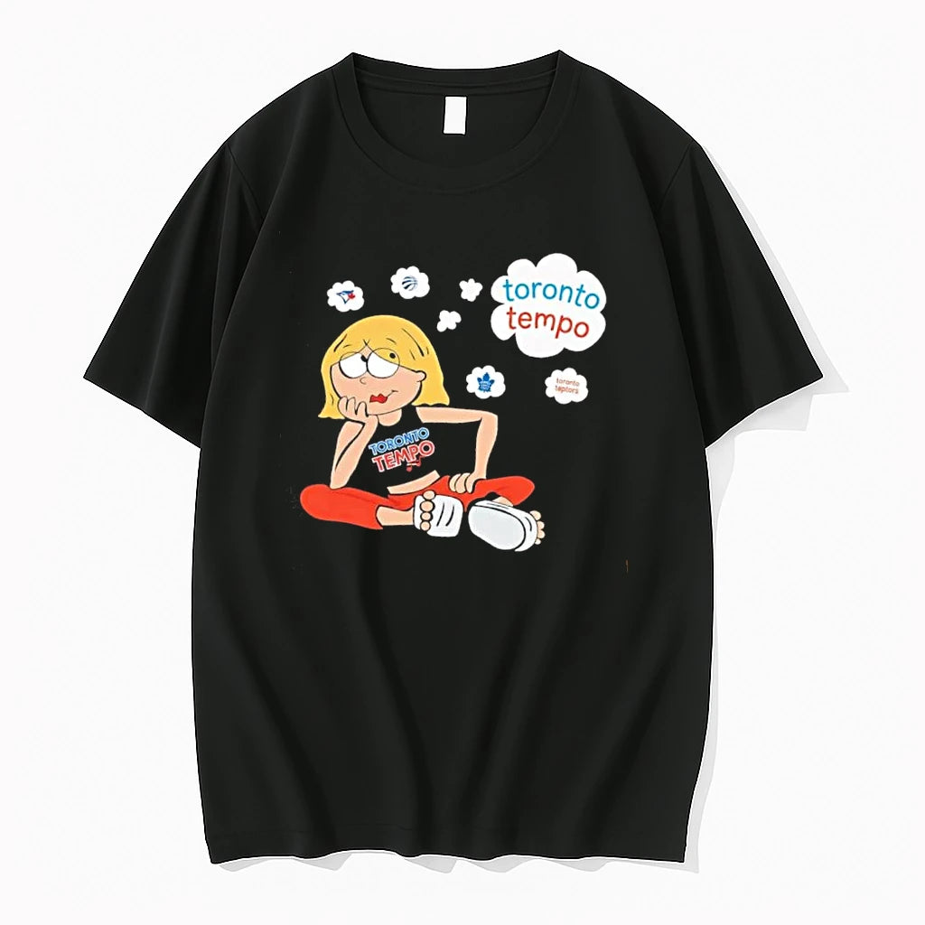Officials Funny Toronto Tempo Taptors Cartoon Blonde Girl Sitting Thought Bubbles Logos Mens