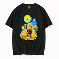 Officials Happy Halloween Cartoon Pumpkin Character Crow Haunted House Moon Mens T Shirt Sweater
