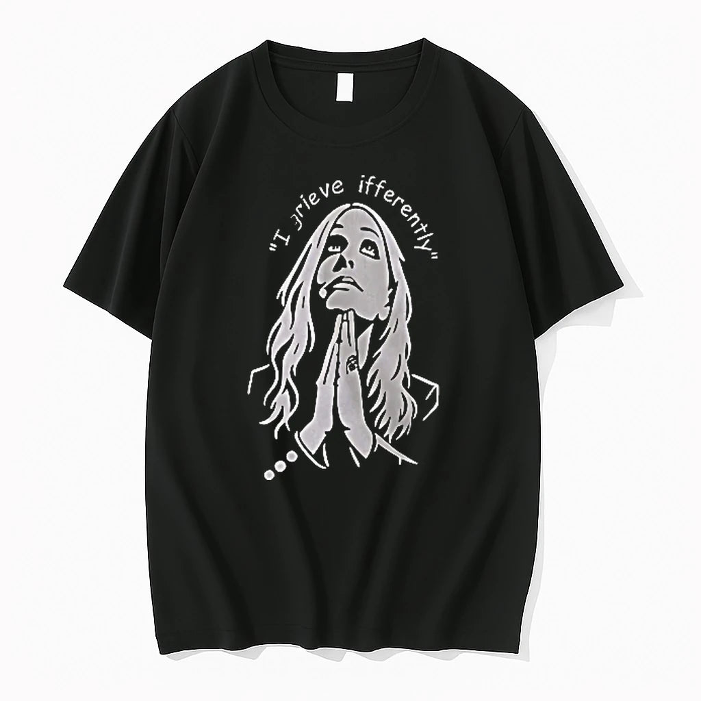 Officials I Grieve Differently Praying Woman Looking Up Line Art Men T Shirt Sweater