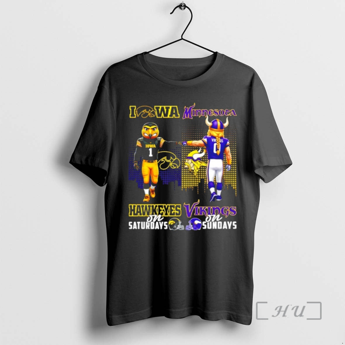 Officials Iowa Hawkeyes Saturdays Vs Minnesota Vikings Sundays Mascot Skyline T-Shirts