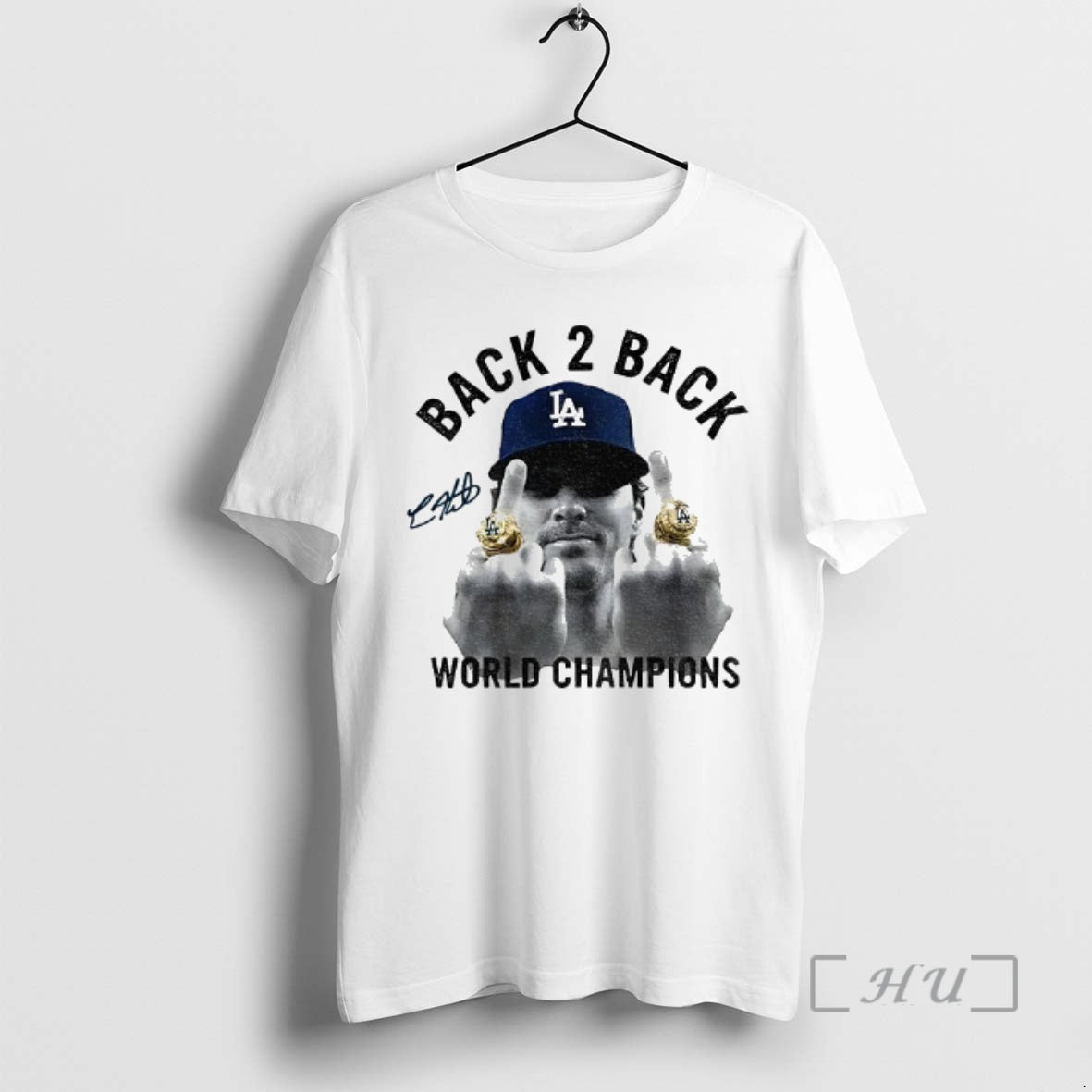 Officials Kike Hernandez Middle Finger Back 2 Back World Champs 2025 Signature T-Shirts