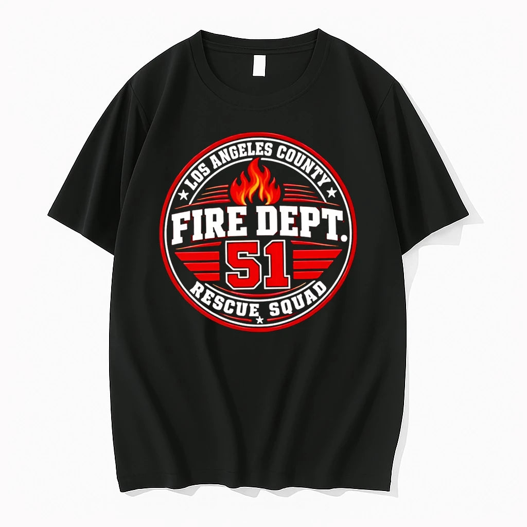 Officials Los Angeles County Fire Dept 51 Rescue Squad Logo T Shirt Sweater