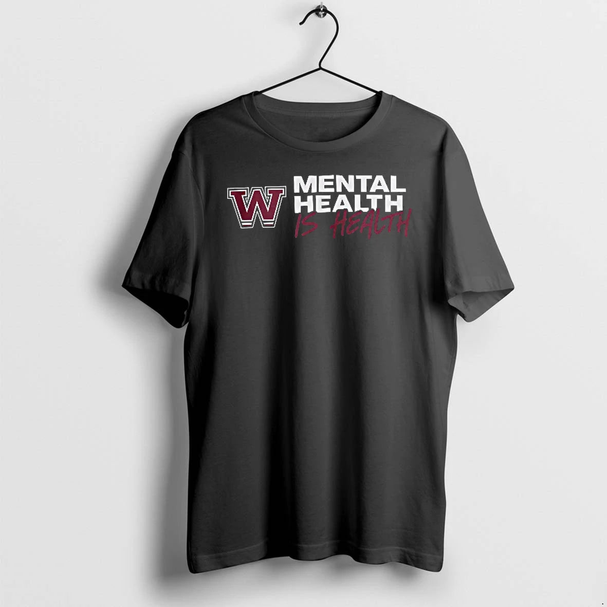 Officials Mental Health Is Letter W Logo Maroon Script Font T Shirt Sweater