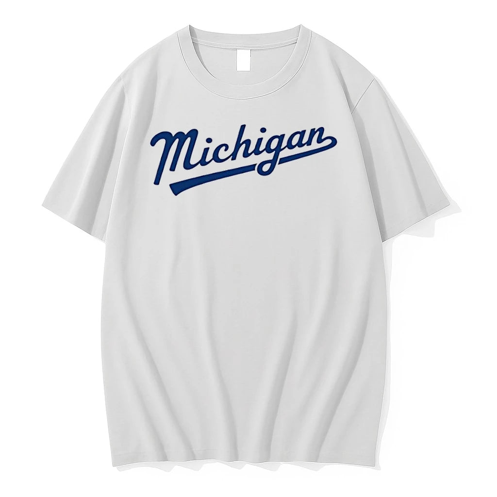 Officials Michigan Ncaa Cursive Script Typography Baseball White Womens T Shirt Sweater