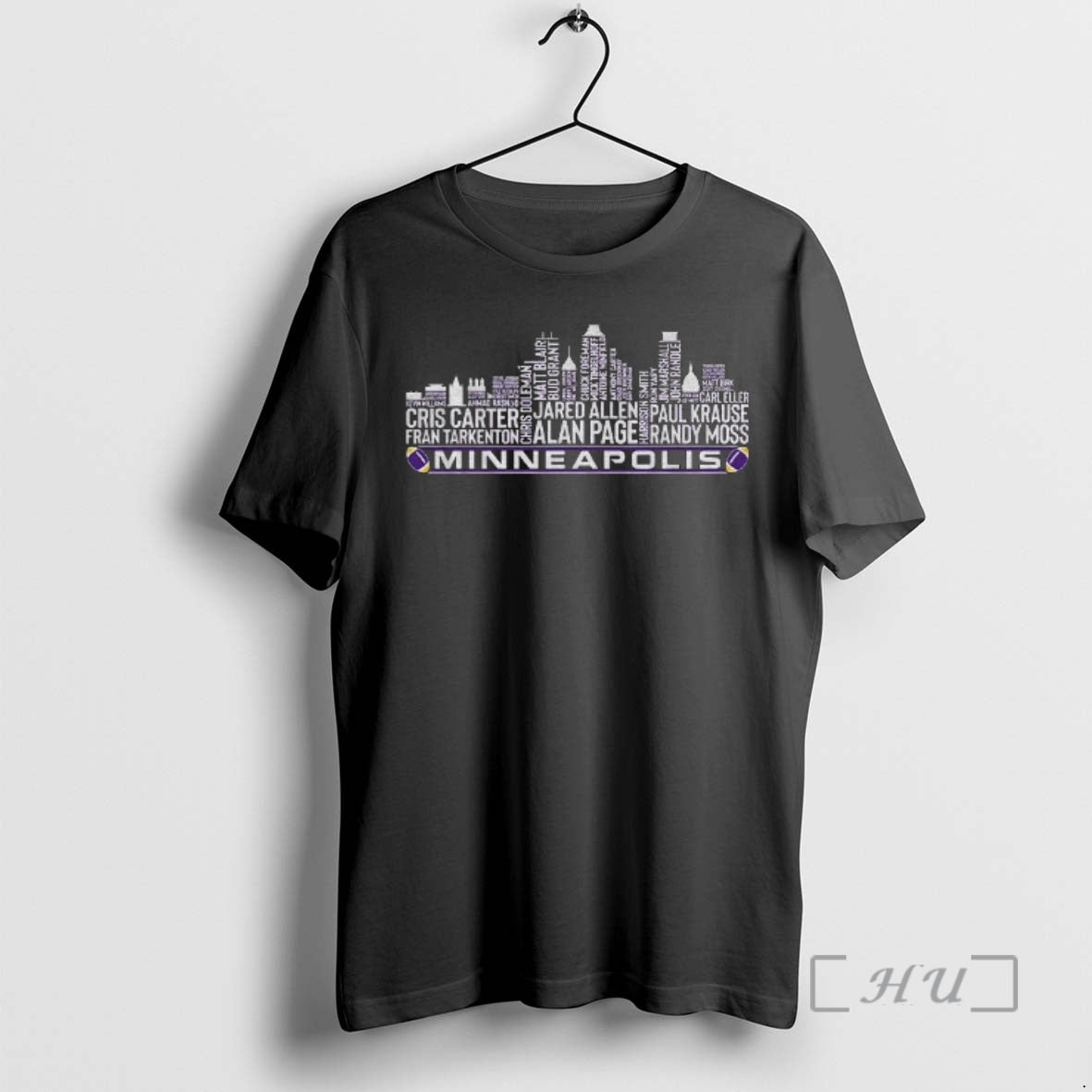 Officials Minnesota Vikings Football City Skyline Greatest All Time Team Legends Alan Page T-Shirts