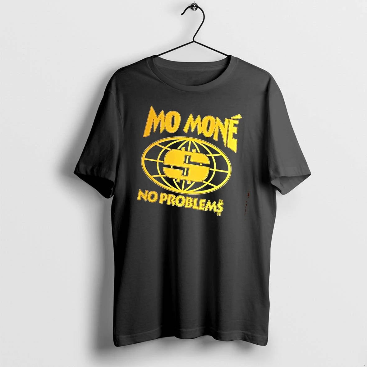 Officials Mo Mone No Problems Gold Globe Dollar Sign Symbol Black Background Mens