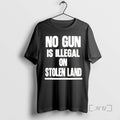 Officials No Gun Is Illegal Stolen Land Text T-Shirts