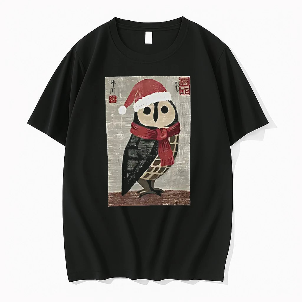 Officials Owl Wearing Red Santa Hat Japanese Calligraphy Youth T Shirt Sweater