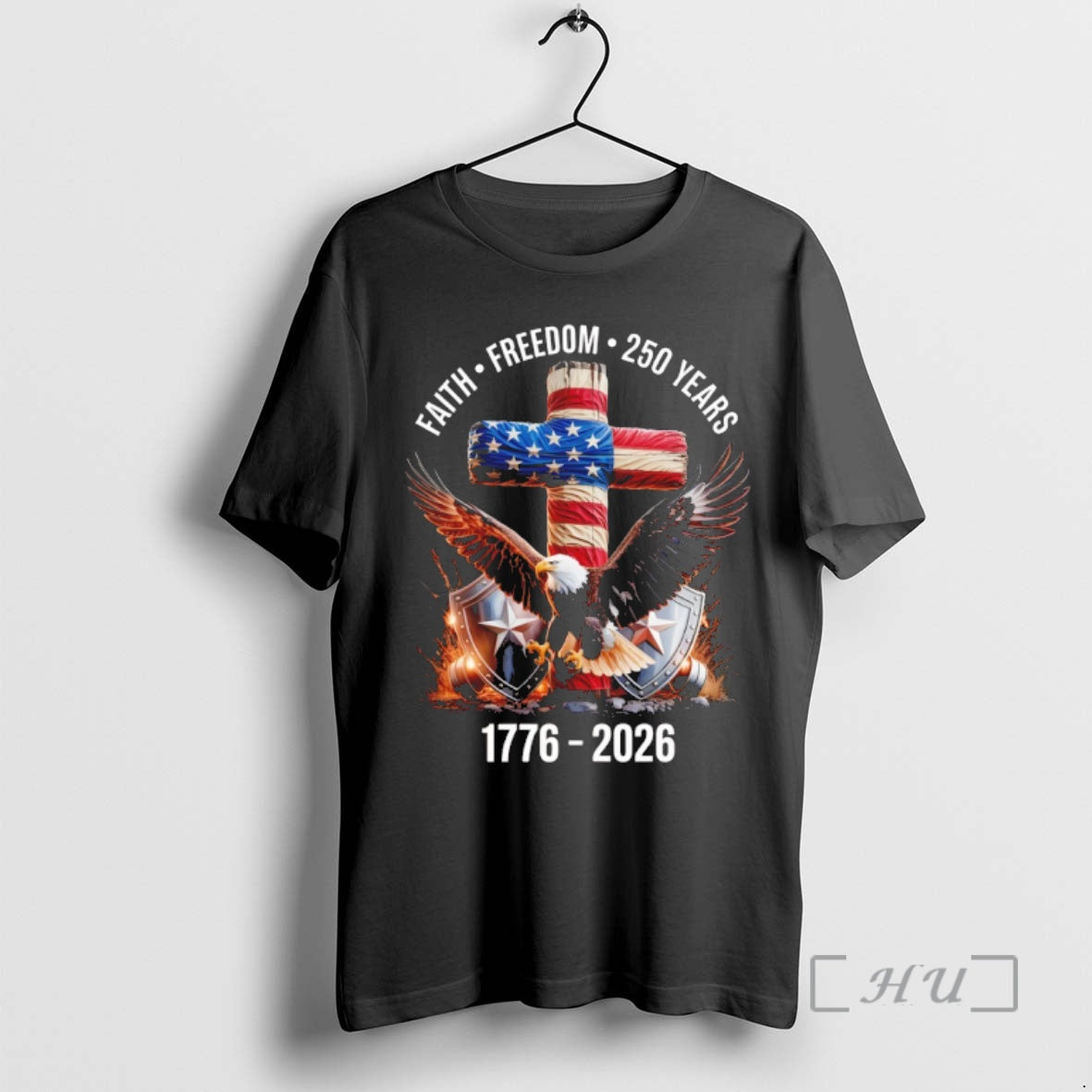 Officials Patriotic Christian Eagle Cross 1776 2026 Faith Freedom 250 Years T-Shirts