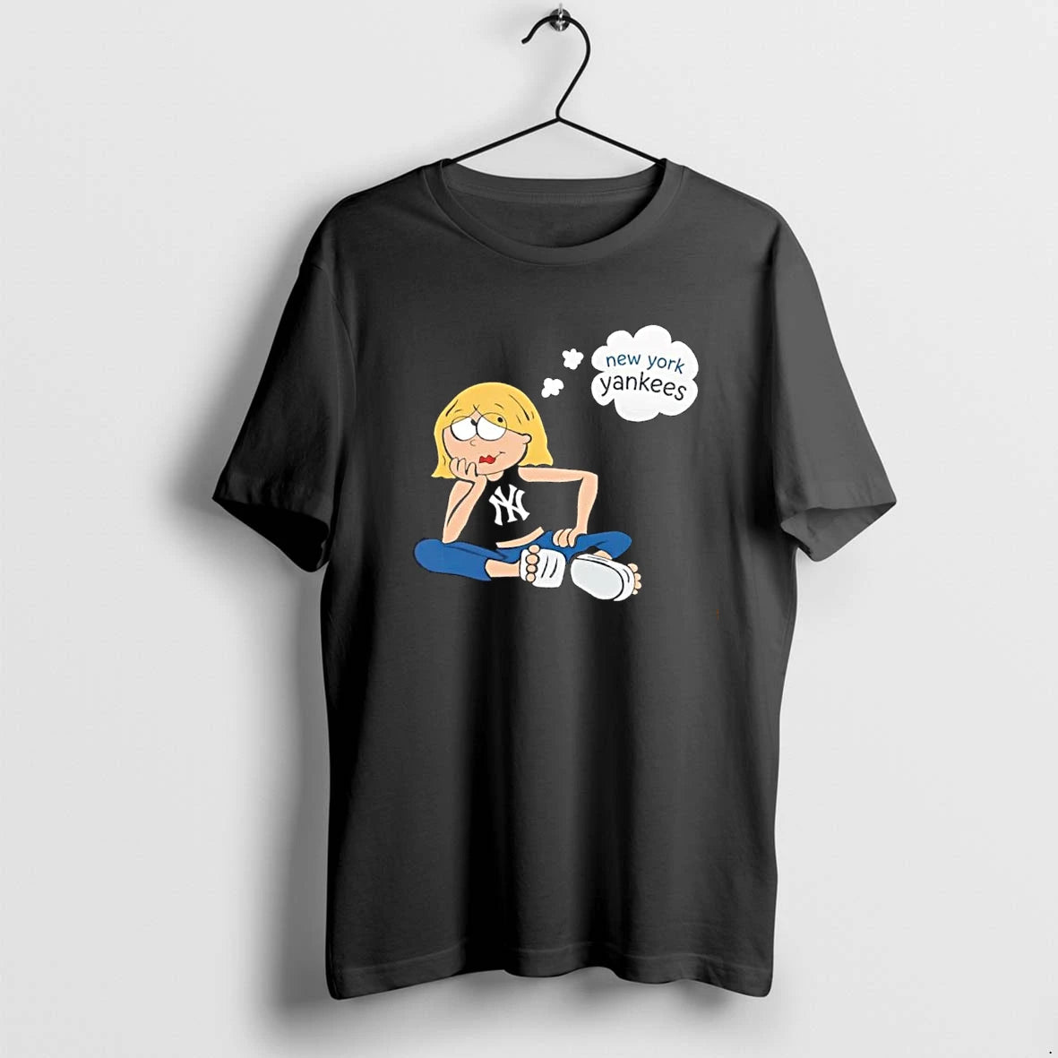 Officials Premium New York Yankees Mlb Cartoon Blonde Girl Thought Bubble Sitting Mens