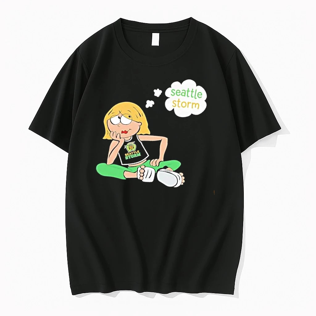 Officials Premium Seattle Storm Wnba Cartoon Blonde Girl Daydreaming Sitting Cross Legged Mens