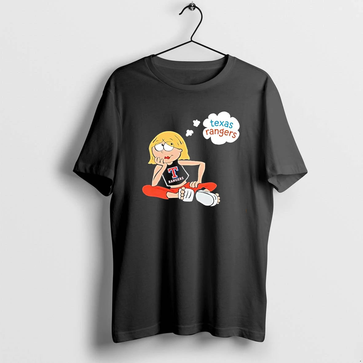 Officials Premium Texas Rangers Mlb Cartoon Blonde Girl Sitting Daydreaming Mens T Shirt Sweater