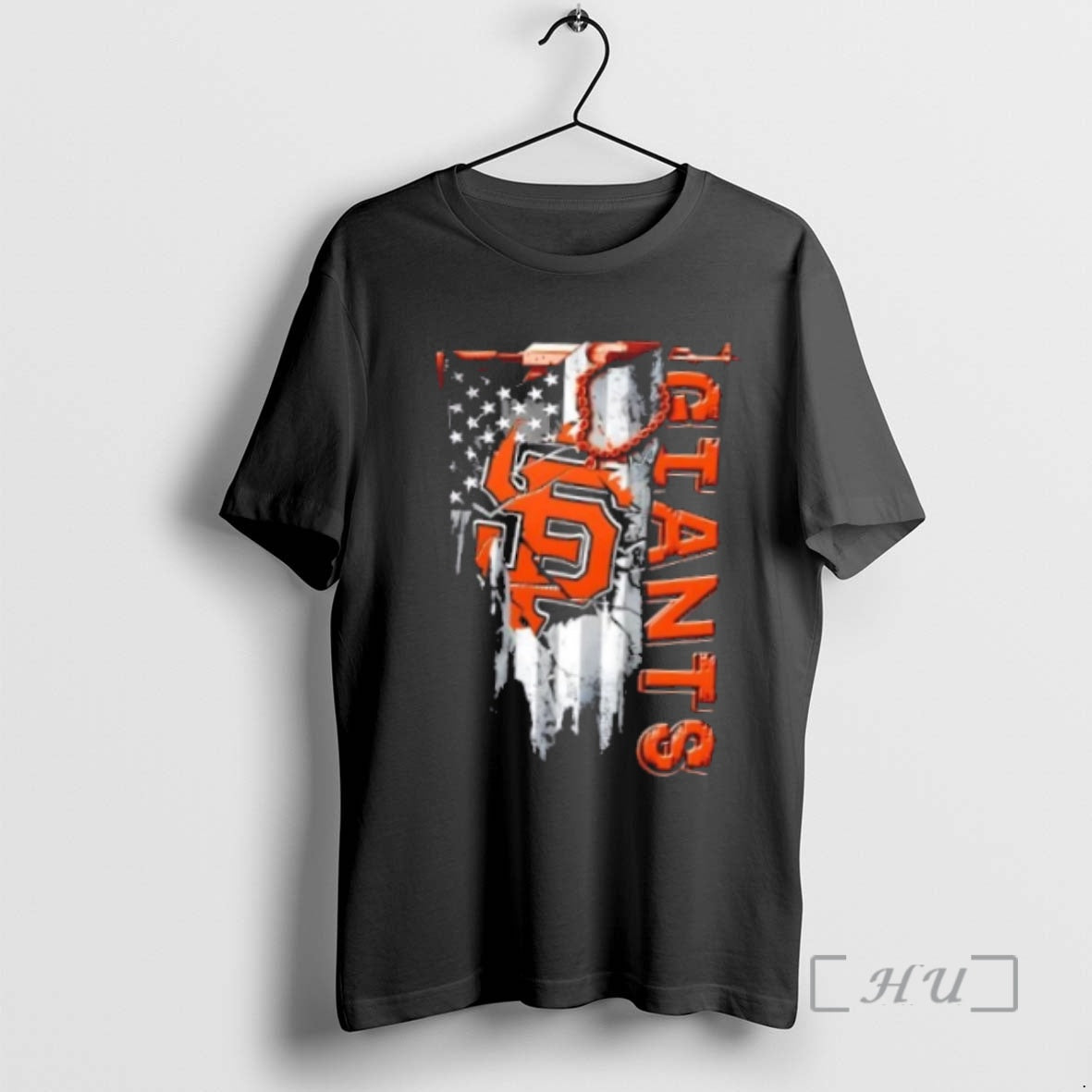 Officials San Francisco Giants Baseball Battle Shattered Usa Flag Rip T-Shirts