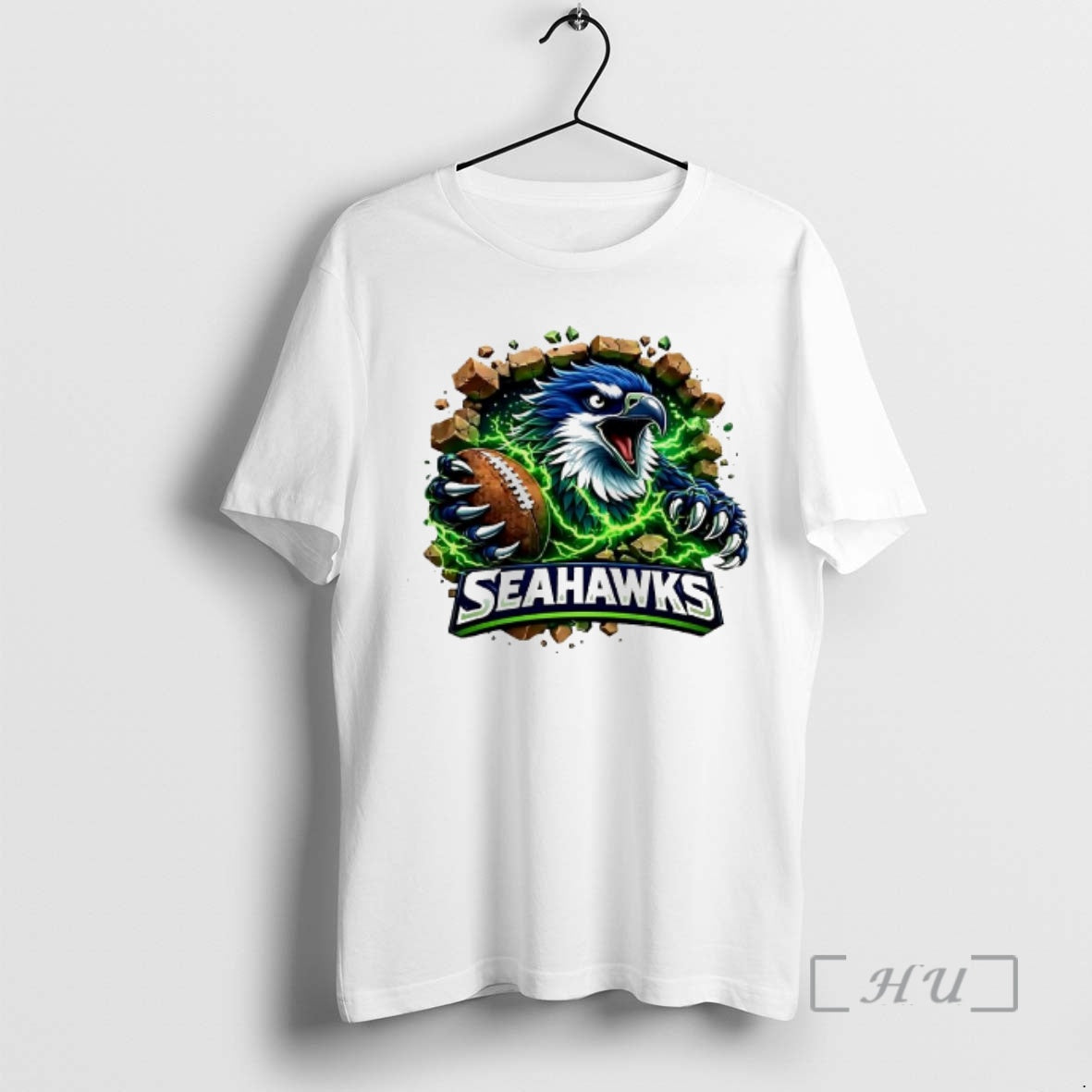 Officials Seahawks Angry Eagle Breaking Through Wall Football T-Shirts