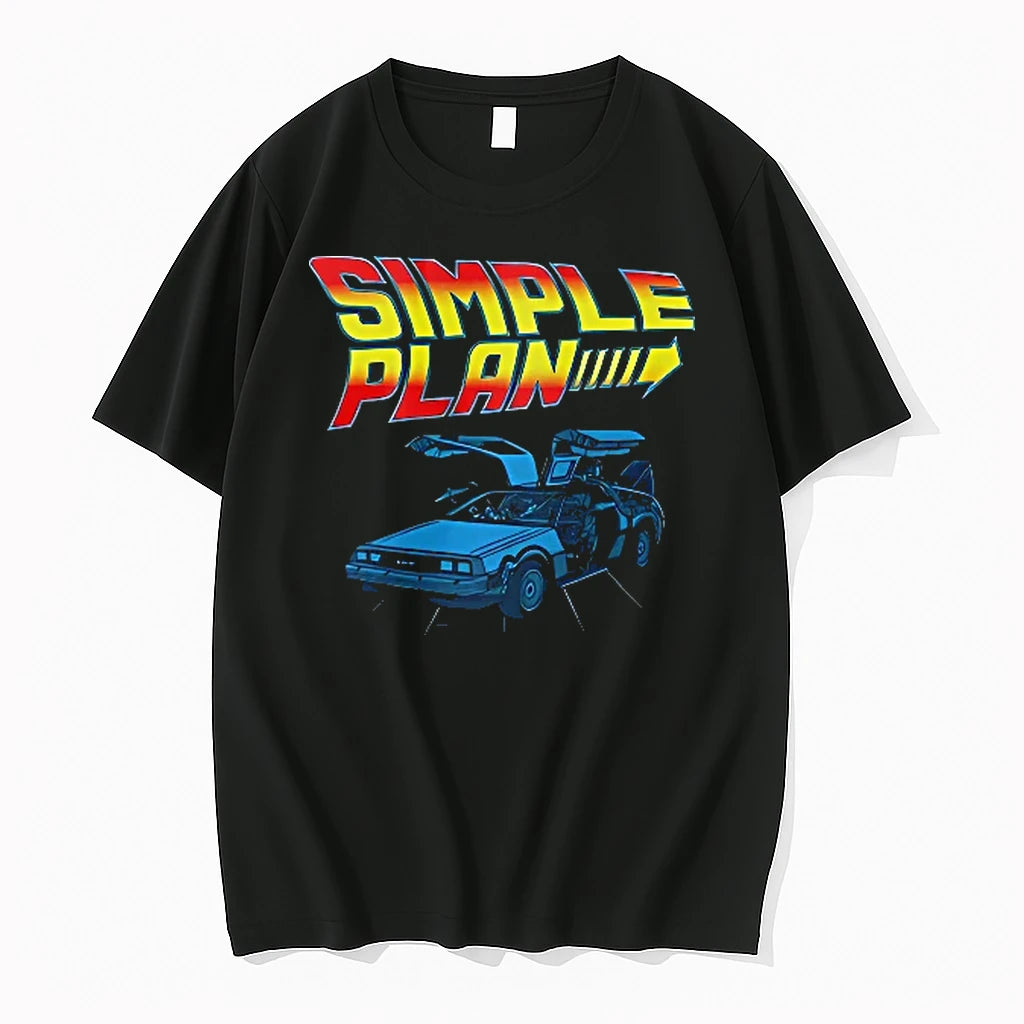 Officials Simple Plan Retro Sci Fi Delorean Time Machine Open Doors Grid Youth