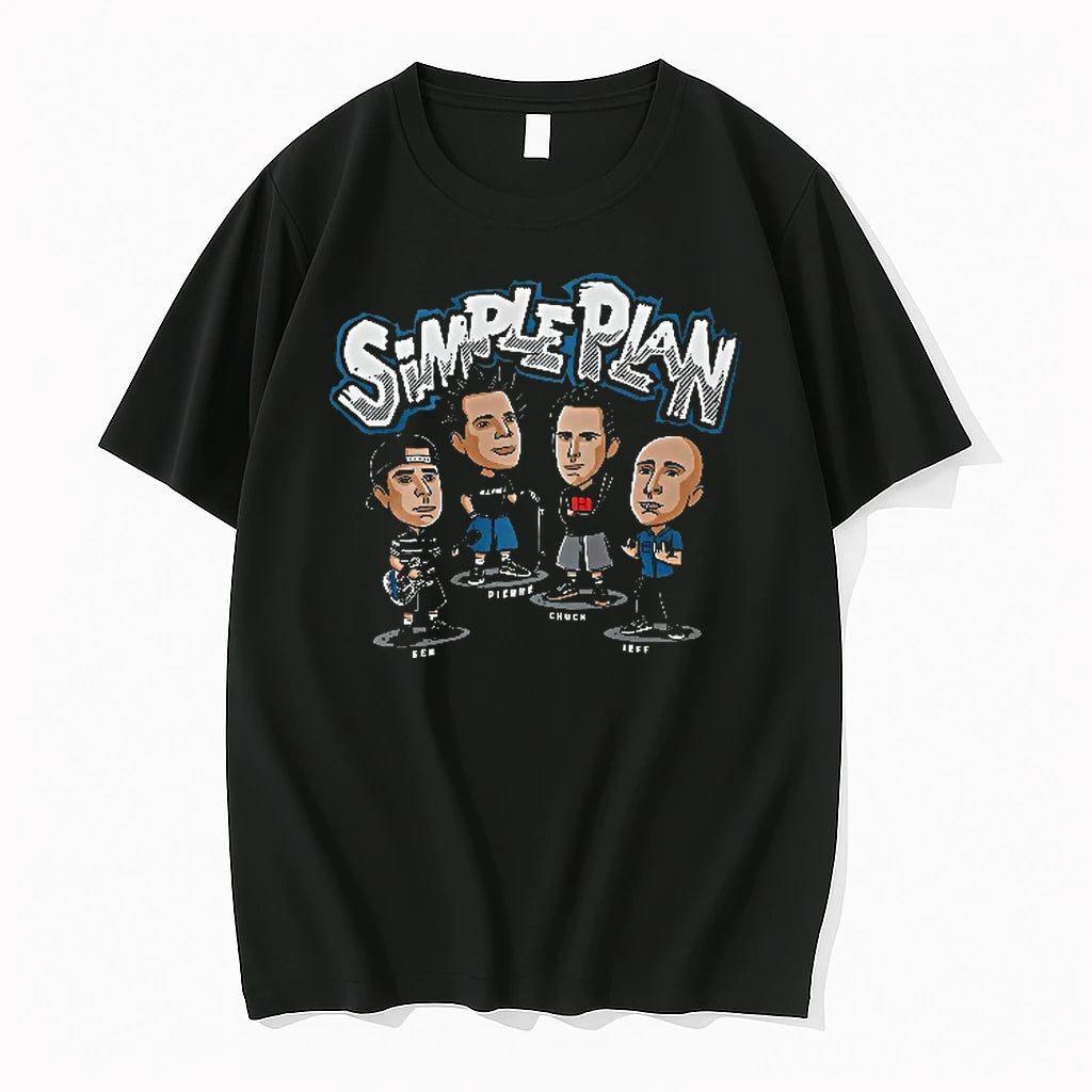 Officials Simple Plan Seb Pierre Roster Cartoon Caricature Band Members Skateboard Guitar Youth
