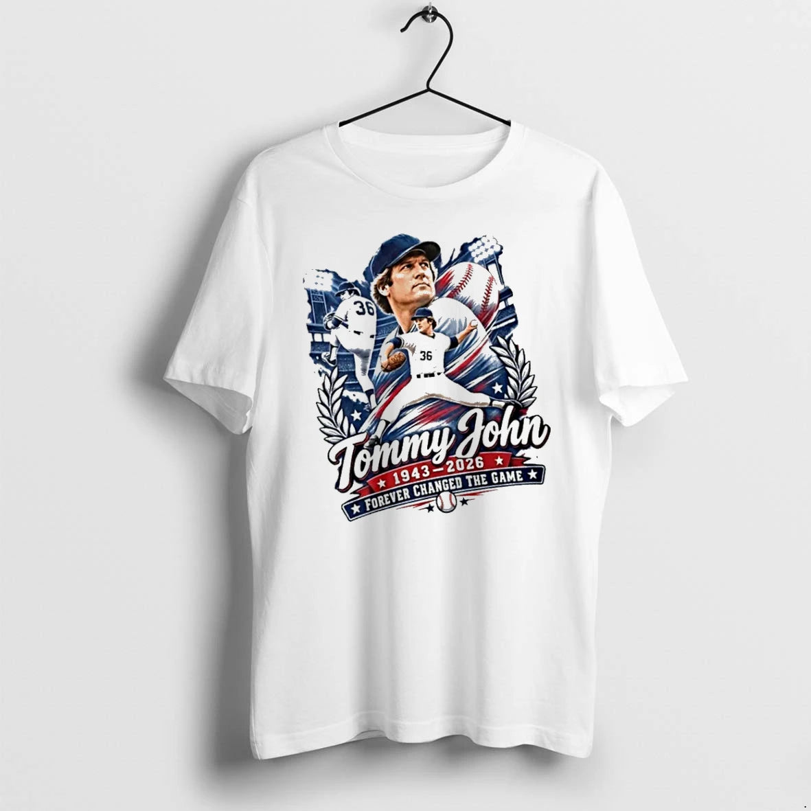 Officials Tommy John 1943 2026 Forever Changed The Game T Shirt Sweater