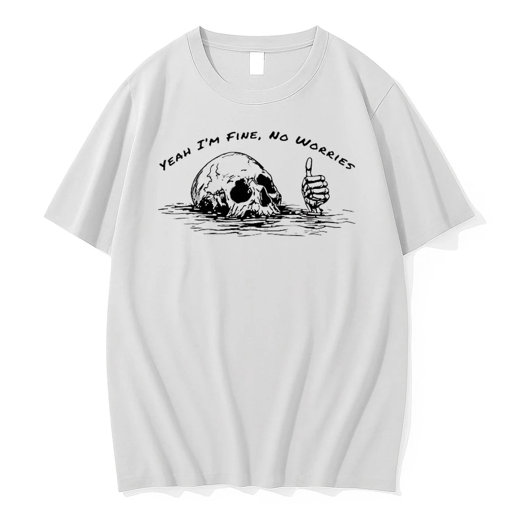 Officials Yeah Im Fine No Worries Skull Thumbs Up T Shirt Sweater