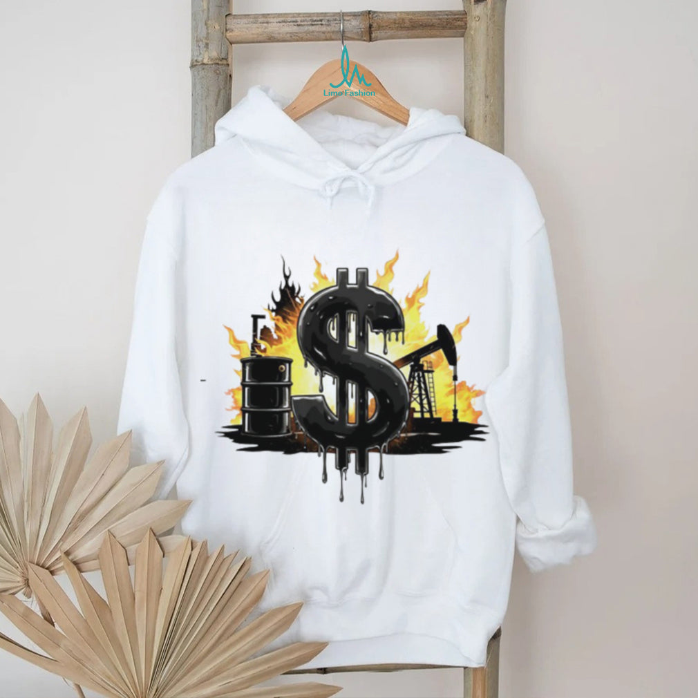 Oil Industry Money Dollar Sign Flame Graphic White T Shirt