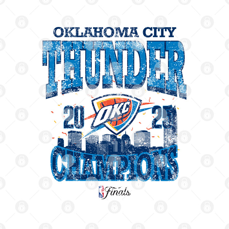 Oklahoma City Thunder 2025 NBA Finals Champion Confetti Skyline T Shirt