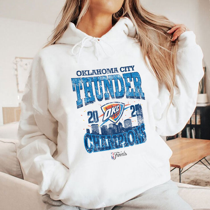 Oklahoma City Thunder 2025 NBA Finals Champion Confetti Skyline T Shirt