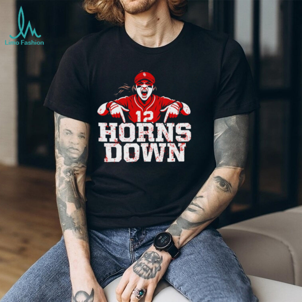 Oklahoma Softball Horns Down #12 Player Graphic Sports T Shirt