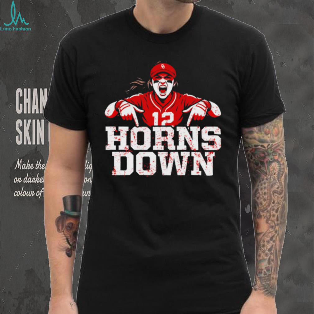 Oklahoma Softball Horns Down #12 Player Graphic Sports T Shirt