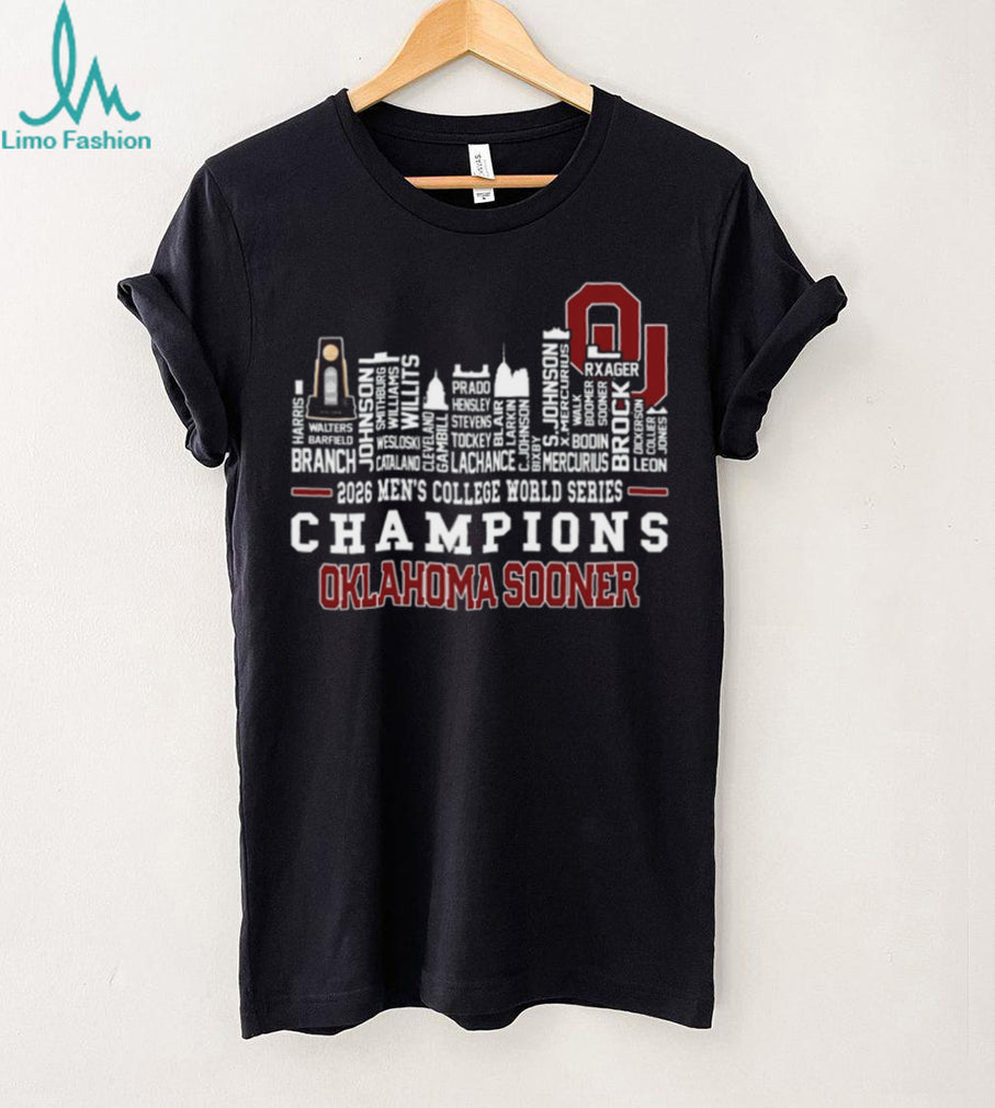 Oklahoma Sooners 2026 Men’s College World Series Champions Skyline Typography Fans Shirt