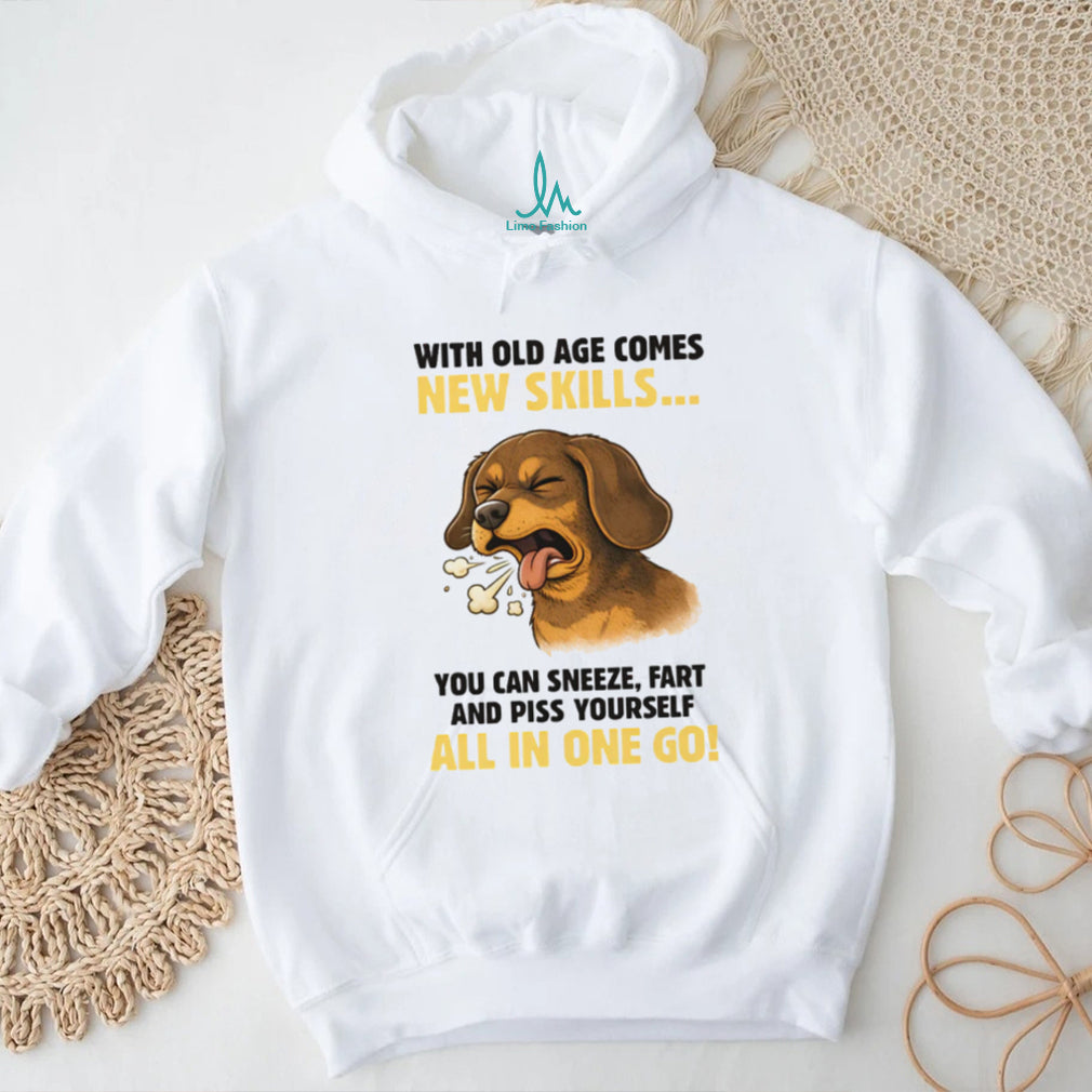 Old Age New Skills Dachshund Funny Sneeze Fart Piss Dog T Shirt