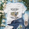 Old Man Building Model Trains in His Seventies Hobby Enthusiast Shirt