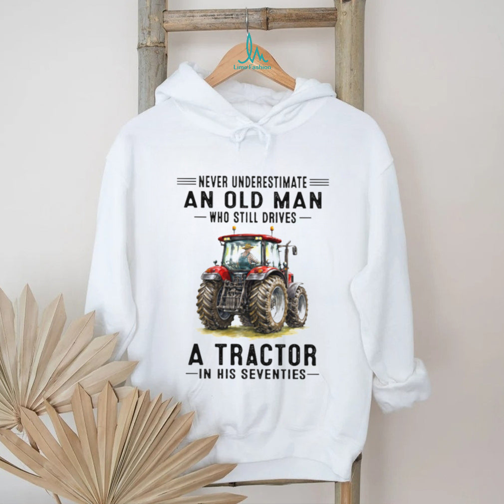 Old Man Driving Tractor Seventies Country Farmer Shirt
