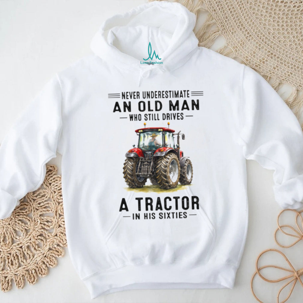 Old Man Driving Tractor Sixties Farmer Gift Shirt