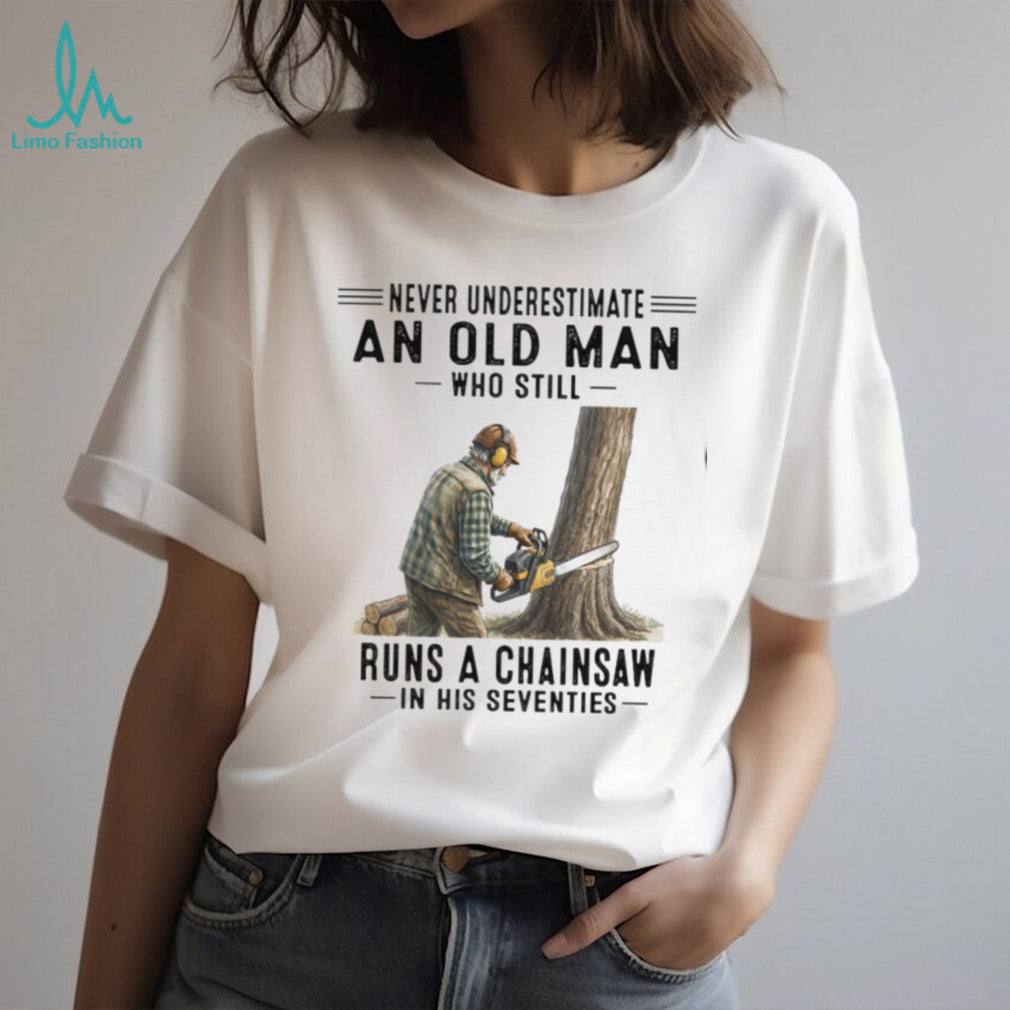 Old Man Lumberjack Chainsaw Woodworker Graphic Shirt