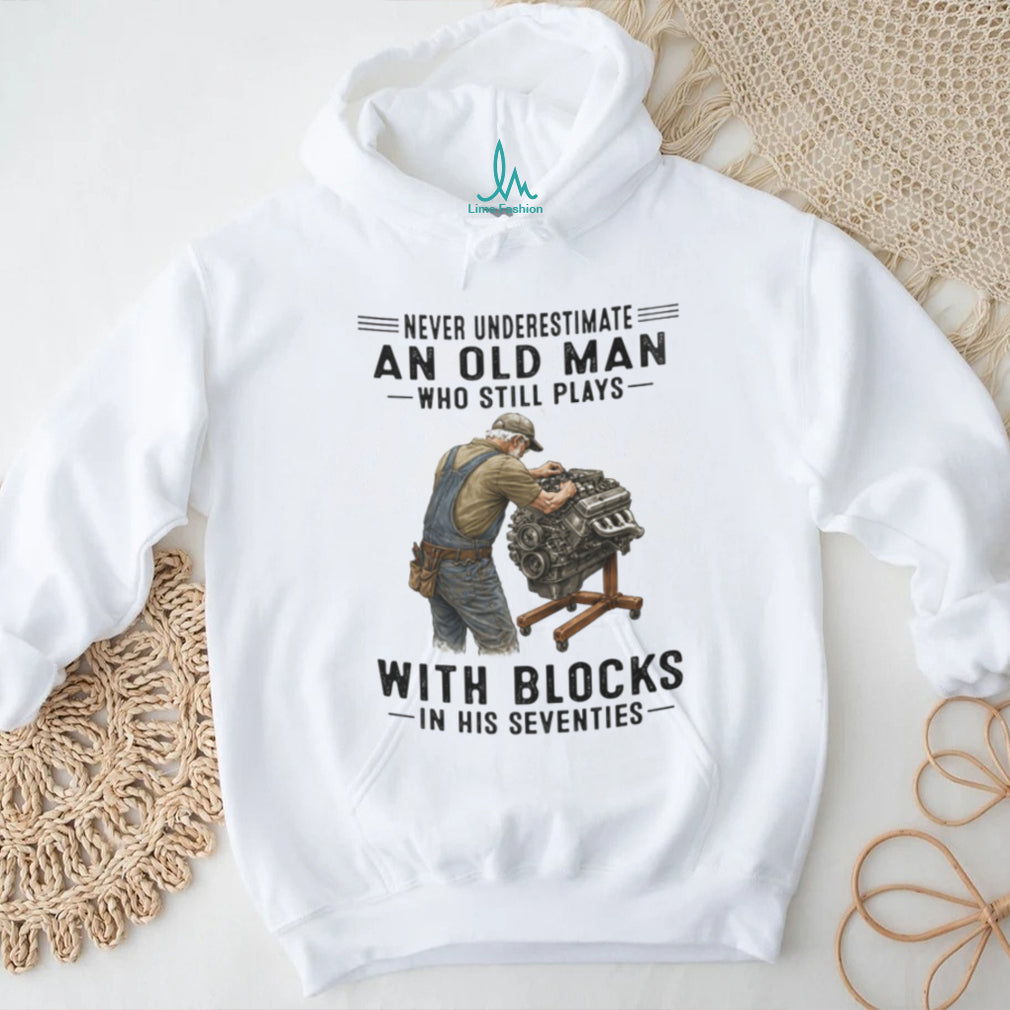 Old Man Mechanic Engine Enthusiast Never Underestimate Graphic Shirt