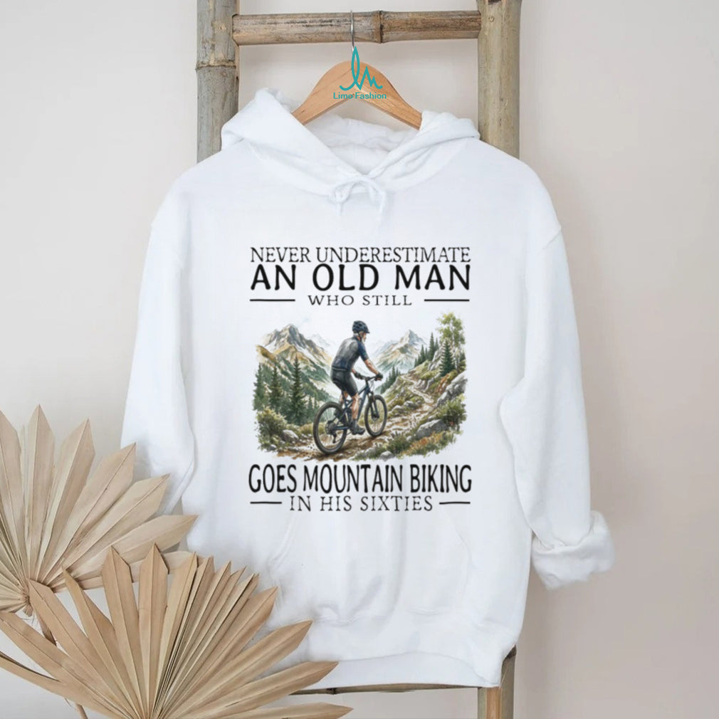 Old Man Mountain Biking Cyclist In His Sixties T Shirt