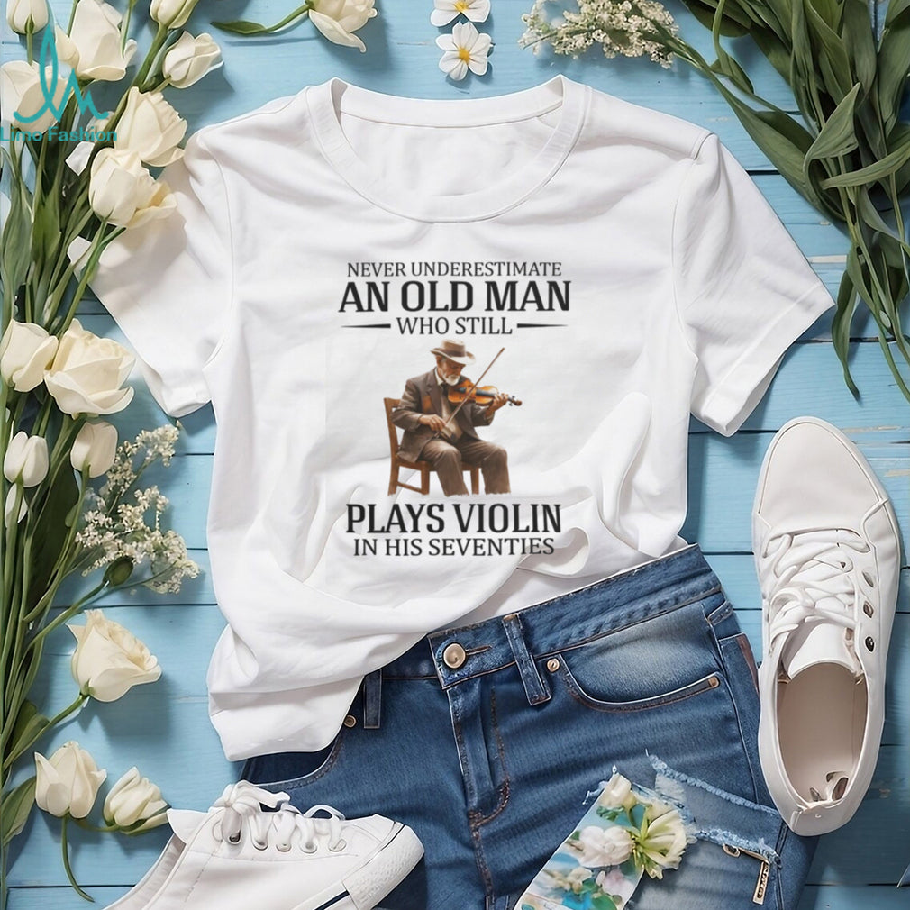 Old Man Playing Violin Seventies Musician Gift T Shirt