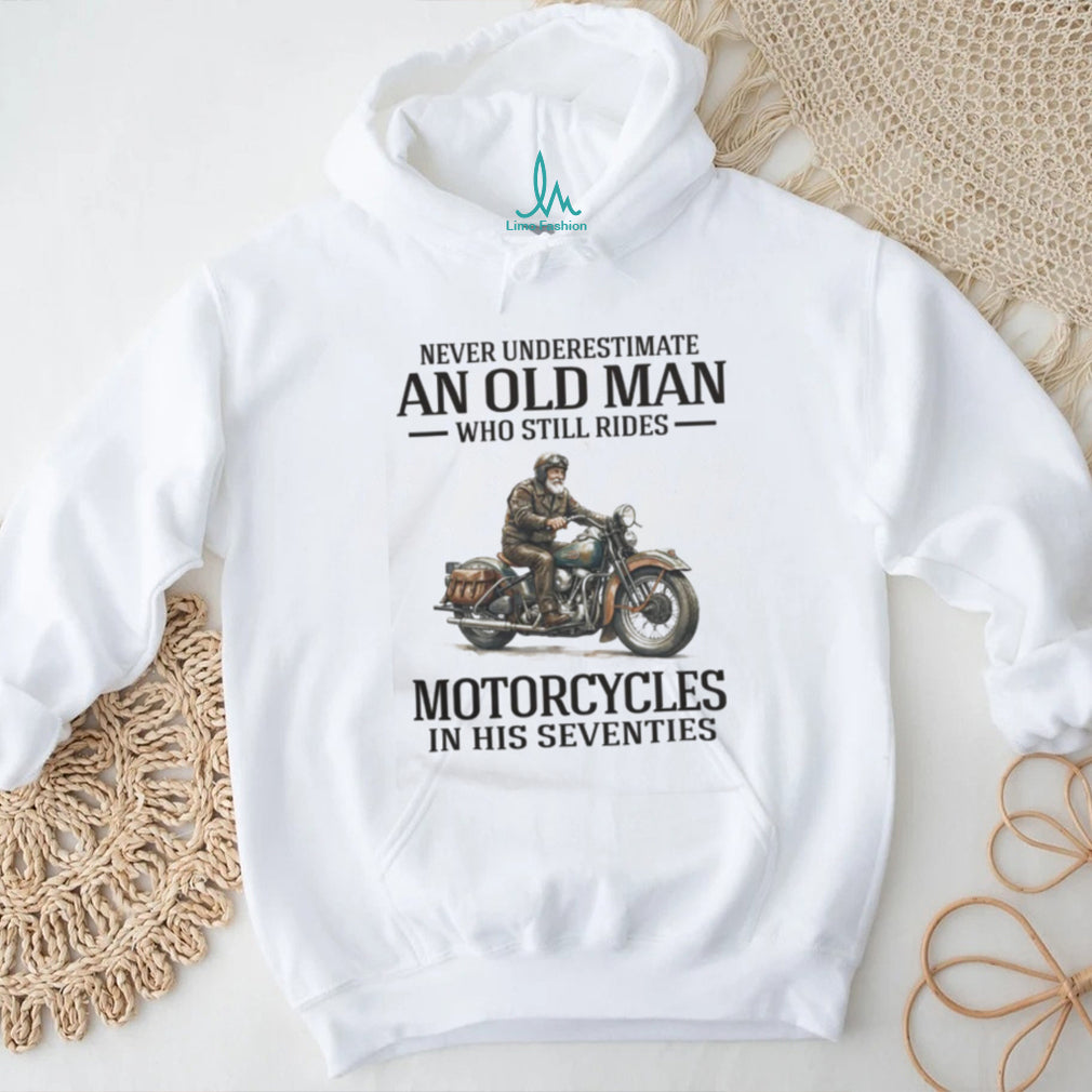 Old Man Riding Motorcycle Seventies Biker Gift T Shirt