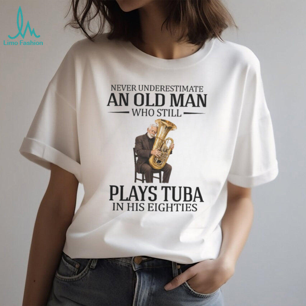 Old Man Tuba Player Eighties Theme Musical Instrument Senior T Shirt