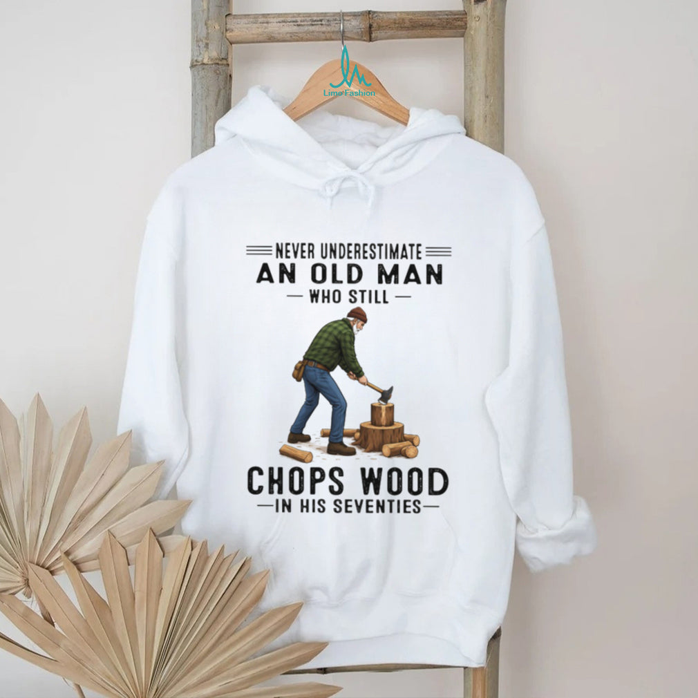 Old Man Wood Chopping Lumberjack 70s T Shirt