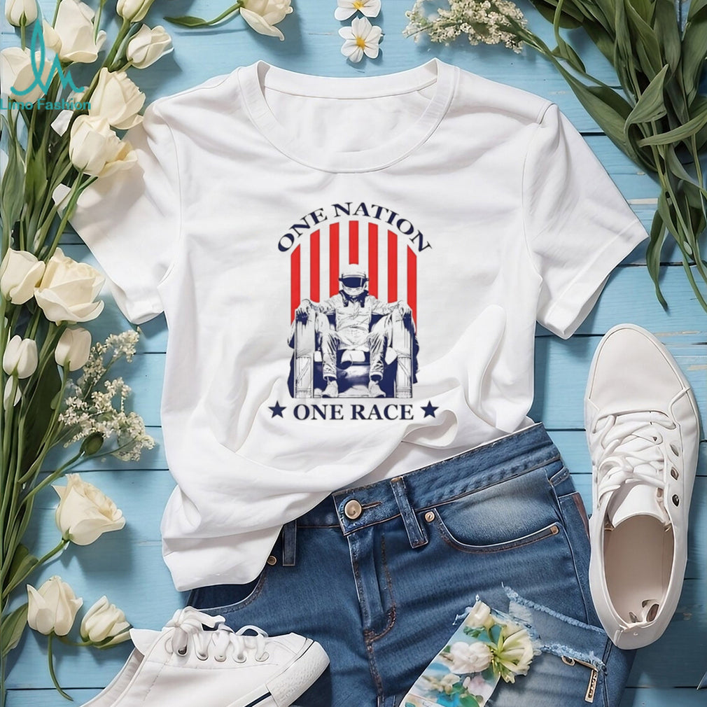 One Nation One Race Patriotic Racing Helmet Graphic T Shirt