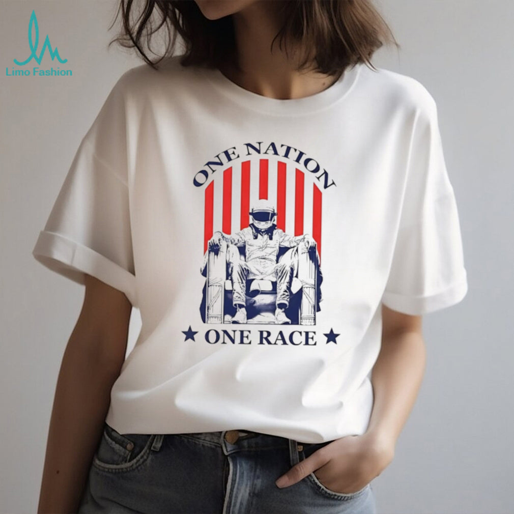 One Nation One Race Patriotic Racing Helmet Graphic T Shirt