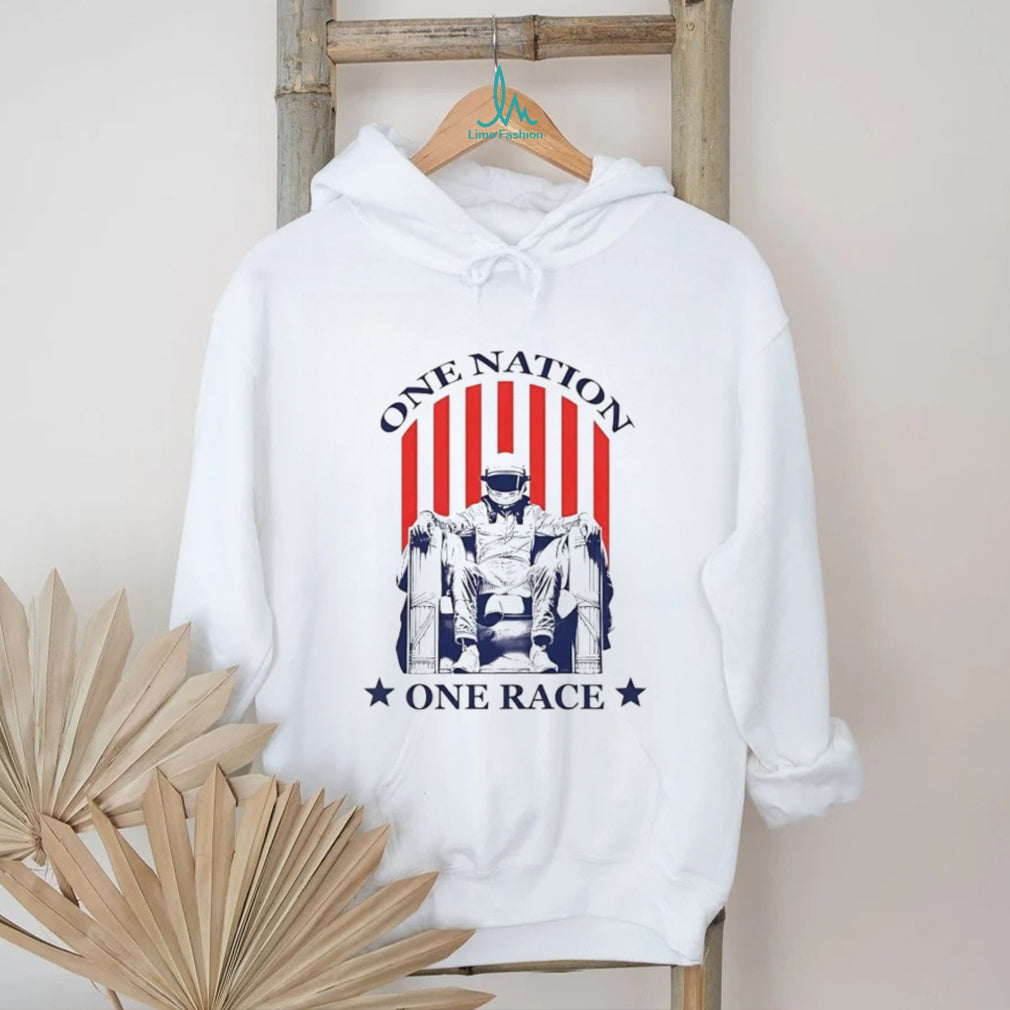 One Nation One Race Patriotic Racing Helmet Graphic T Shirt