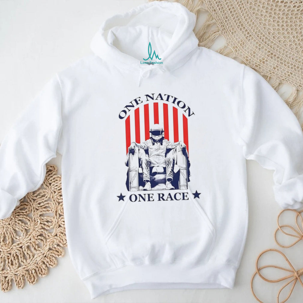 One Nation One Race Patriotic Racing Helmet Graphic T Shirt