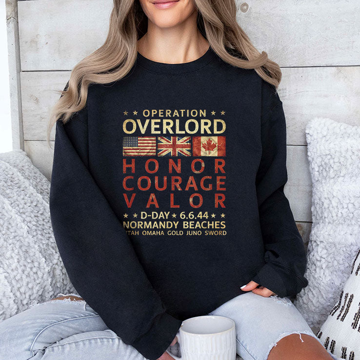 Operation Overlord Honor Courage Valor D-Day 6.6.44 Normandy Beaches T Shirt