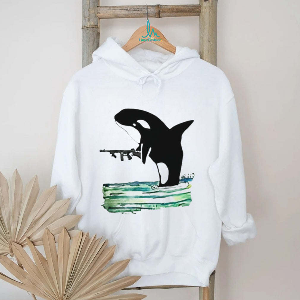 Orca Whale Holding A Machine Gun Animal Shirt