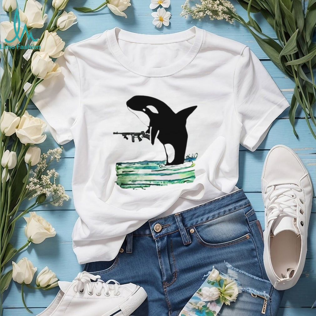 Orca Whale Holding A Machine Gun Animal Shirt
