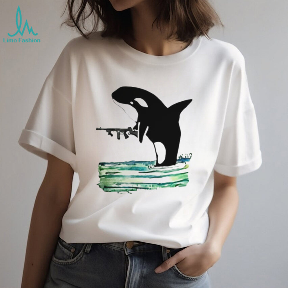 Orca Whale Holding A Machine Gun Animal Shirt