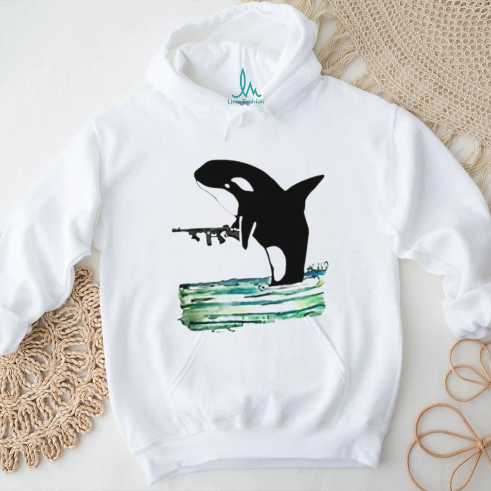 Orca Whale Holding A Machine Gun Animal Shirt