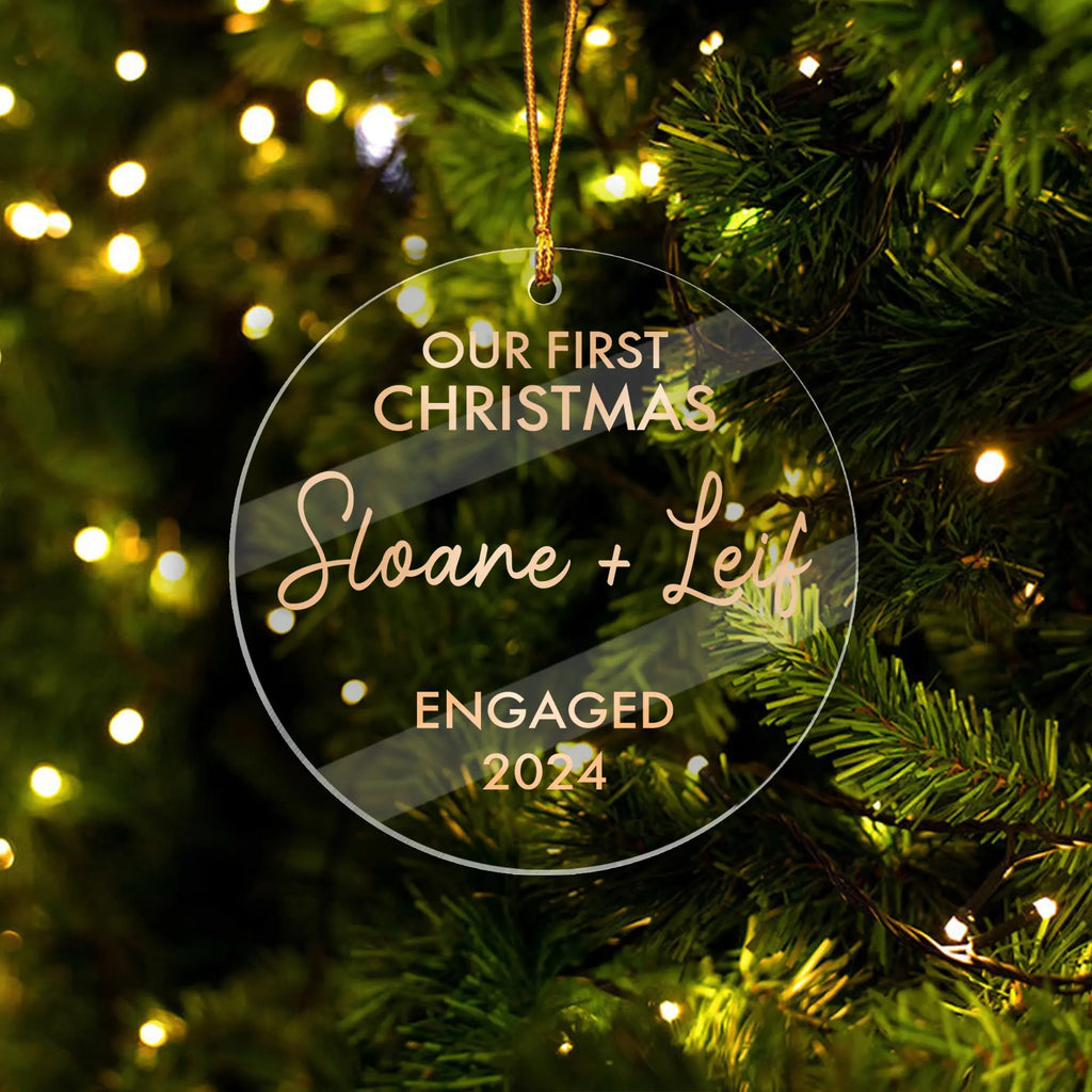 Our First Christmas Engaged Personalized Acrylic Ornament