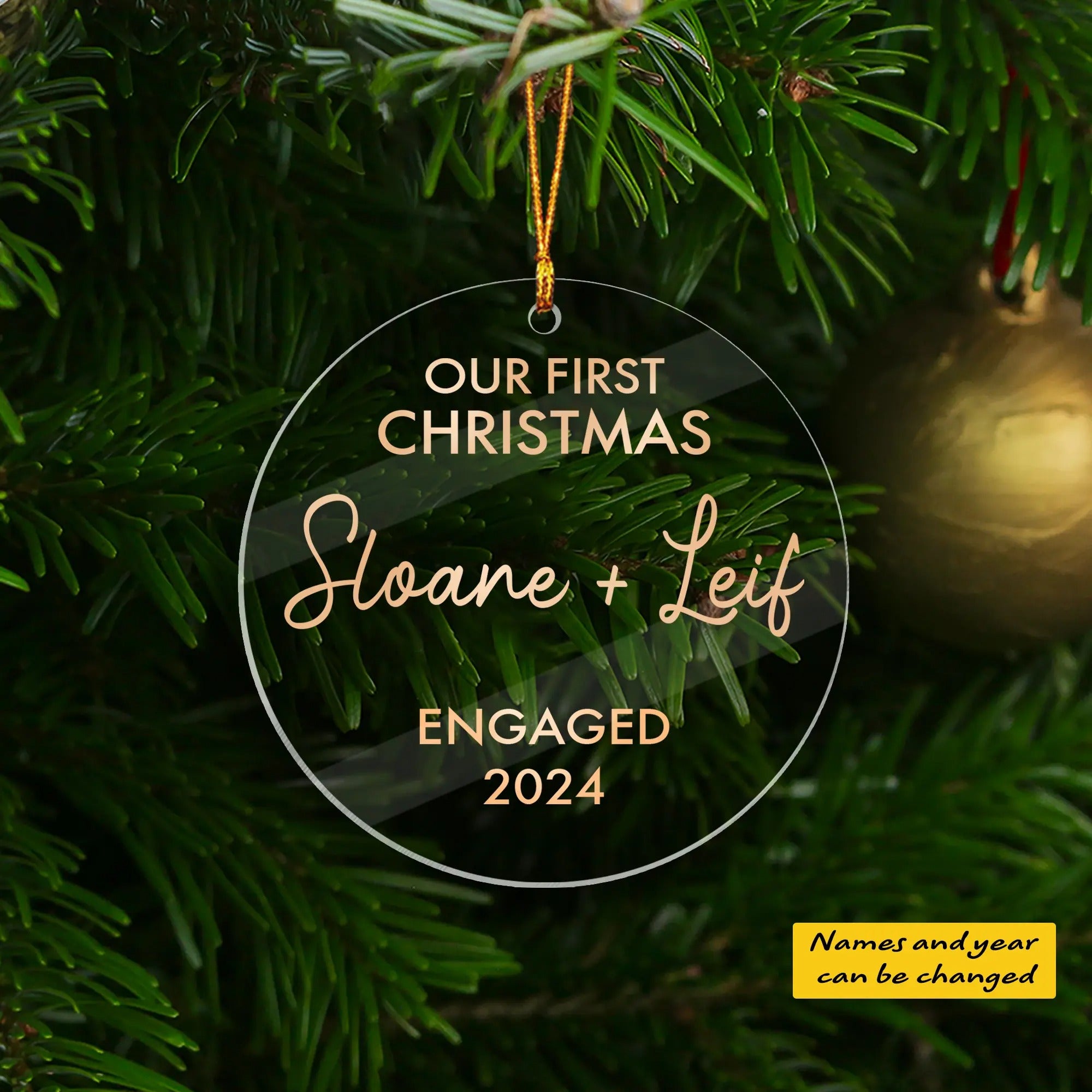 Our First Christmas Engaged Personalized Acrylic Ornament